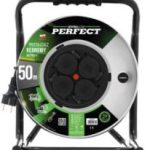 HEAVY LINE retractable extension cord reel 50m, IP-44 4x2p+Z, 16A, 3680W, 3x2.5mm H05RR-F-BLACK STALCO PERFECT S-75704