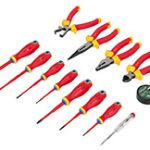 Ensemble d’outils isolés 1000V VDE Tournevis, pinces, testeur, rubans, 14elm. STALCO S-14466